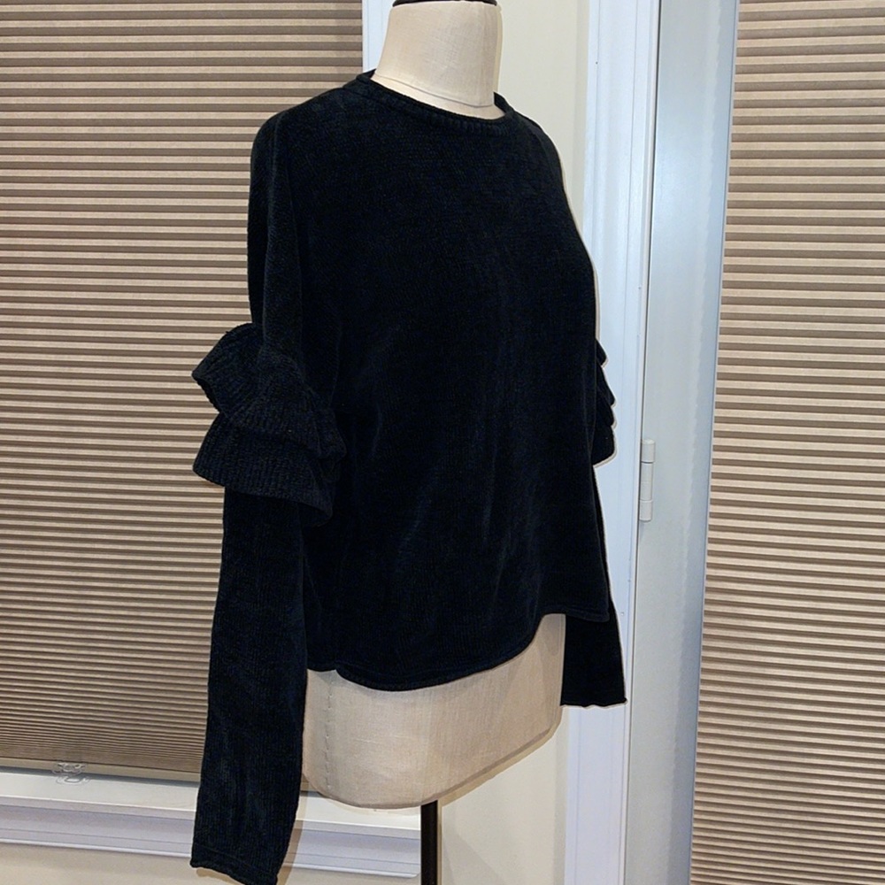 Zara Frilled Chenille Extra Long Sleeve Sweater - image 6